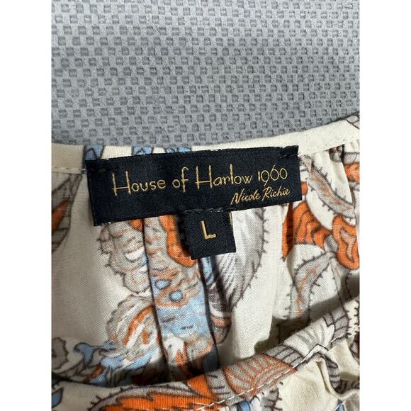 House of Harlow 1960 Nicole Richie Boho Floral Cotton Peasant Dress Size L - Picture 5 of 5